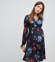 Платье миди с пышными рукавами на манжетах и цветочным принтом Bluebelle Maternity - Мульти