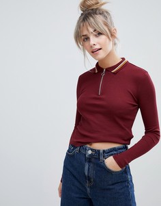 Бордовый топ на молнии спереди Pull&bear - Красный Pull&;Bear