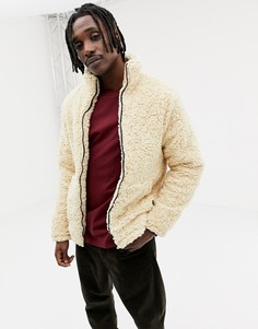 Светло-бежевая куртка с искусственным мехом Pull&Bear - Бежевый Pull&;Bear