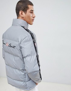 Дутая куртка из светоотражающей ткани с полосками и логотипом сбоку Penn Sport - Серый