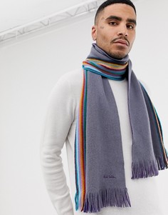Серый шерстяной шарф с полосками Paul Smith - Серый