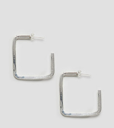 Серебристые квадратные серьги-кольца Made - Серебряный