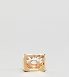 Золотистое кольцо-печатка DesignB London - Золотой