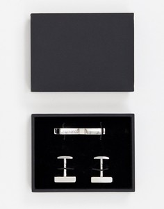 Подарочный набор из зажима для галстука и запонок серебристого цвета BOSS Tennyson jammison - Серебряный