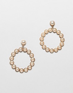 Серьги с отделкой искусственным жемчугом Stradivarius - Золотой