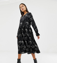 Расклешенное платье миди с плиссировкой и принтом Glamorous - Черный