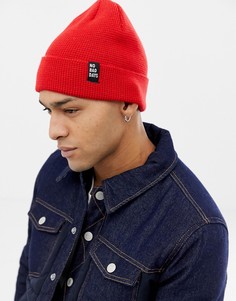 Bershka knitted beanie hat in red - Красный