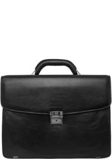 Кожаный портфель черного цвета Sergio Belotti