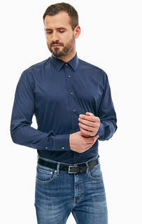 Классическая хлопковая рубашка синего цвета Karl Lagerfeld