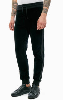 Бархатные брюки джоггеры черного цвета Karl Lagerfeld