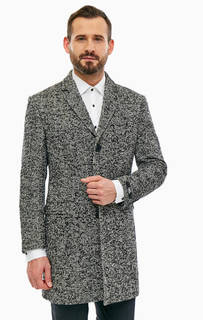 Серое пальто на пуговицах с карманами Karl Lagerfeld