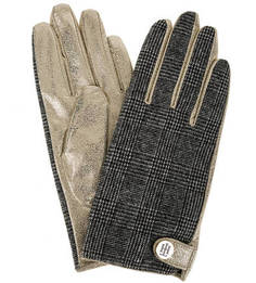 Серые перчатки в клетку из текстиля Tommy Hilfiger