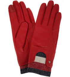 Красные кожаные перчатки с шерстяной вставкой Tommy Hilfiger