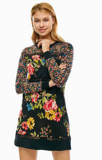 Шерстяное короткое платье с цветочным принтом Twinset Milano