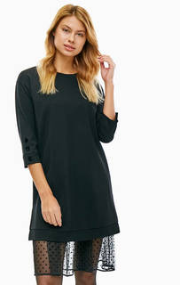 Короткое черное платье с длинными рукавами Twinset Milano