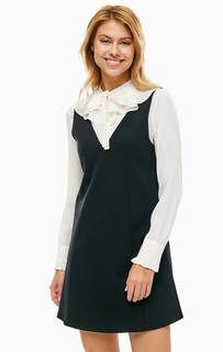 Короткое черное платье с дополнительной рубашкой Twinset Milano