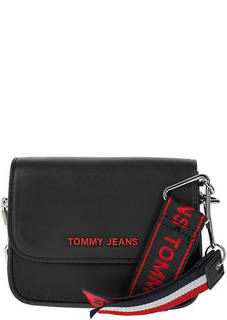 Маленькая черная сумка с широким плечевым ремнем Tommy Jeans