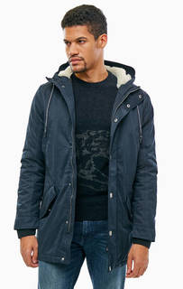 Синяя парка с карманами и капюшоном Tom Tailor Denim