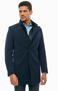 Синее демисезонное пальто с карманами Cinque