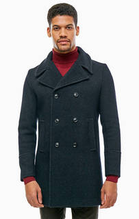 Демисезонное двубортное пальто синего цвета Cinque