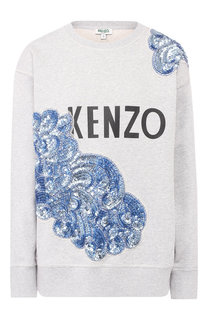 Хлопковый пуловер с декоративной отделкой Kenzo