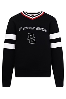 Черный пуловер с контрастными деталями Dolce&Gabbana Children
