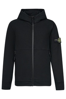 Черное худи на молнии Stone Island Kids