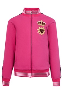Розовая олимпийка с логотипом и аппликациями Dolce&Gabbana Children