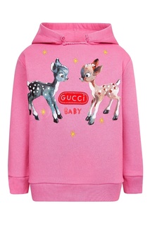 Розовое худи с принтом Бэмби Gucci Kids
