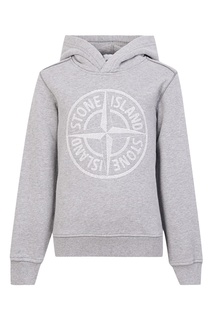 Серое худи с логотипом Stone Island Kids