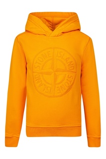 Желтое худи с вышитым логотипом Stone Island Kids