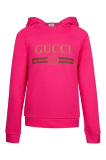 Розовое худи с логотипом Gucci Kids