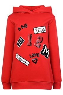 Красное худи с аппликациями Dolce&Gabbana Children