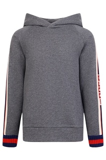 Серое худи с контрастной отделкой Gucci Kids