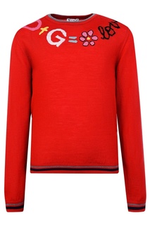 Красный шерстяной джемпер с надписью Dolce&Gabbana Children