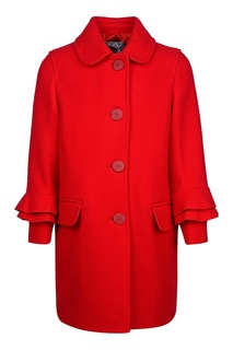 Красное пальто с воланами Simonetta Mini