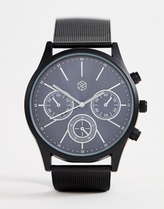 Черные часы с серебристой отделкой на циферблате Bershka - Черный