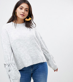 Вязаный джемпер с завязками на рукавах Vero Moda Curve - Серый