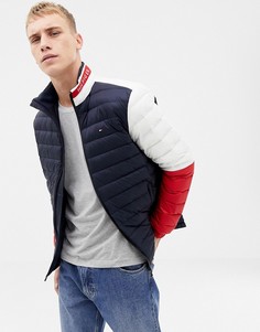 Сине-белая легкая складывающаяся дутая куртка из нейлона Tommy Hilfiger Sports Capsule - Белый