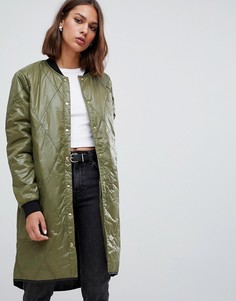 Удлиненная стеганая куртка-бомбер Minimum - Зеленый