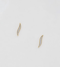 Позолоченные серьги-гвоздики с фианитами Fiorelli - Золотой