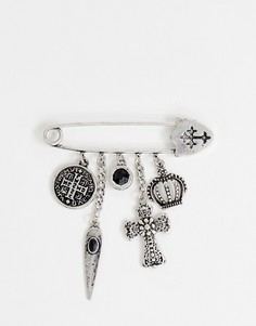 Серебристая брошь с подвесками ASOS DESIGN - Серебряный