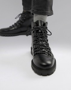 Кожаные походные ботинки Selected Homme - Черный
