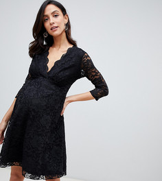 Черное кружевное платье с рукавами 3/4 Flounce London Maternity - Черный