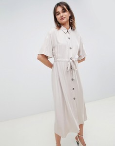 Платье-рубашка миди на пуговицах ASOS DESIGN - Серый