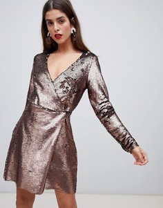 Платье с запахом и пайетками Vero Moda - Золотой