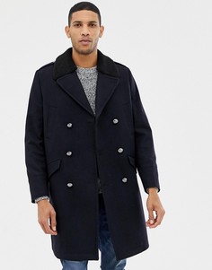Темно-синее пальто в стиле милитари Burton Menswear - Темно-синий