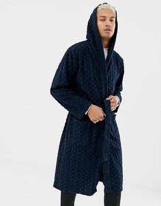 Махровый халат с логотипом BOSS - Темно-синий