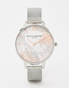 Серебристые часы с сетчатым браслетом Olivia Burton OB16VM20 - Красный