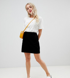 Вельветовая юбка с карманами New Look Petite - Черный